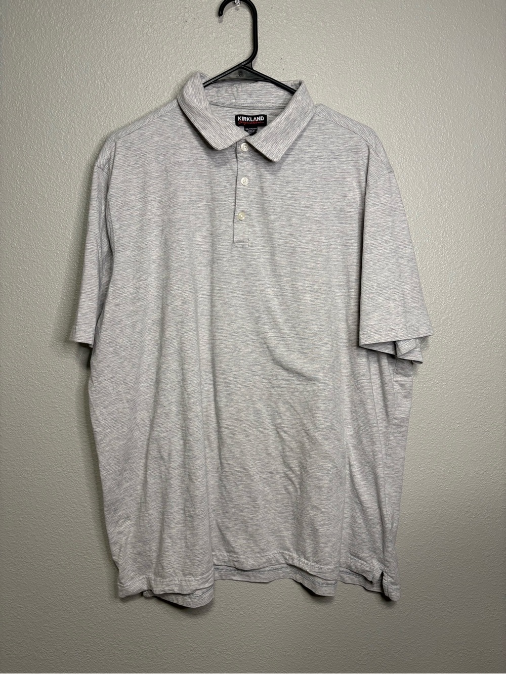 Kirkland Signature Men’s Heather Gray Polo Shirt XXL Cotton Silk Blend